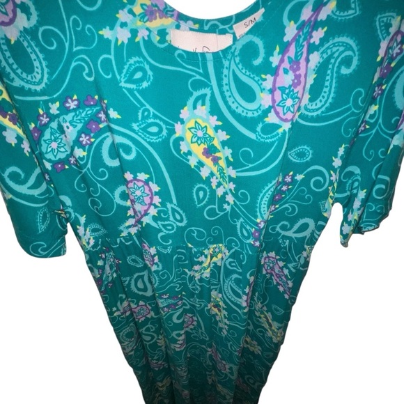 EUC Vintage Diane Von Furstenberg Teal Paisley Maxi Dress Small Medium 90s Retro - Picture 2 of 5
